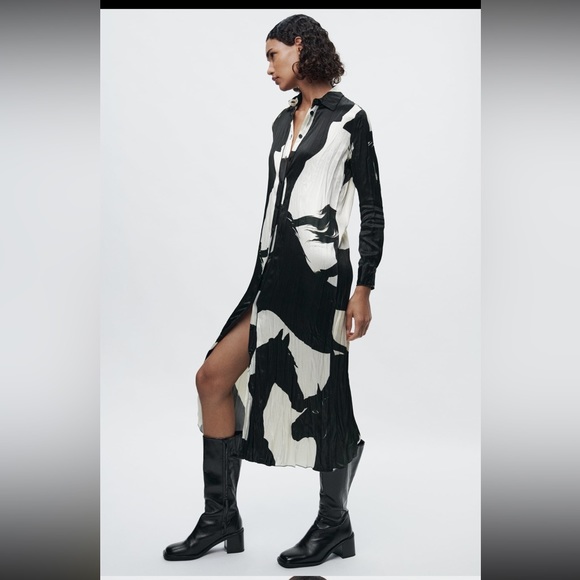 ZARA PRINTED SHIRT DRESS ZW COLLECTION - Picture 5 of 13